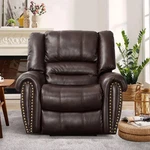 Brown Leather Large Chairs Manual Arm Recliners Nailhead Oversize. Fixed Price $469.95.