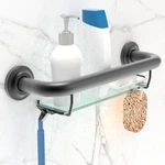 Ada Compliant Grab Bar With Glass Shelf For Shower Wall And Bathtubs, 500LBS .... Fixed Price $63.19.