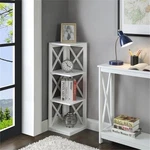 Convenience Concepts Oxford Three-shelf Corner Bookcase White Wood Finish. Fixed Price $96.99.