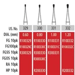 Alpen Fg #330 Ss Pear Shaped Carbide Bur, 100 Burs. Fixed Price $414.09.