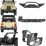 Front Bumper + Rear Tube Half Door Black Steel Fit 1976-1986 Jeep CJ-7. Fixed Price $639.88.