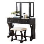 Bowery Hill Furniture Wood Vanity Set With Stool And Mirror In Black. Fixed Price $355.92.
