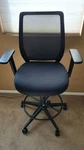 Staples Essentials Fabric Drafting Stool With Backrest And Footrest, Black.... Fixed Price $125.00.