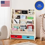 Honey Joy Kids Rack With 2 Storage Bins, Wooden Toddler Bookshelf 4. Fixed Price $71.49.