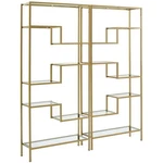 Crosley Furniture Sloane Art Deco Glass Metal Etagere In Gold (set Of 2). Fixed Price $566.87.