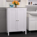 Wooden Cabinet 3 Shelves Double Door Bathroom Storage Floor Organizer White. Fixed Price $50.99.