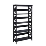 Convenience Concepts Oxford 5-SHELF Bookcase Glossy Black Wood Finish. Fixed Price $166.99.
