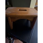 Vintage Wooden Step Stool Rustic Farmhouse One Bench With Handle Cutout. Fixed Price $55.00.
