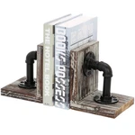 Mygift 1 Pair Industrial Style Pipe And Torched Wood Decorative Desktop Bookends. Fixed Price $36.99.
