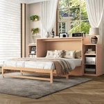 Queen Size Murphy Bed W/ Storage Drawers Shelves Compact Guest Room Golden. Fixed Price $568.99.