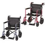 Nova 20" Lightweight Folding Transport Wheelchair 12 Rear Wheels Red Blue. Fixed Price $309.95.