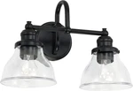 Baxter 2-LIGHT Clear Glass Bath Vanity, Matte Black, Wall Mount, 11"H 16"W. Fixed Price $263.99.