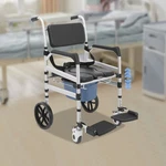 Foldable Shower Commode Chair Aluminum Frame Wheels Adjustable Height 330 Lb. Fixed Price $133.53.