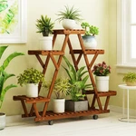 Movable Wood Flower Shelf Plant Display Stand Outdoor Indoor Ample For 6 Pots. Fixed Price $37.94.
