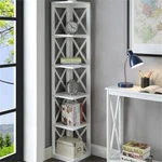 Convenience Concepts Oxford 5 Shelf Corner Bookcase White Wood Finish. Fixed Price $141.99.
