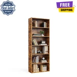 Gianna 6-TIER Bookshelf, Adjustable Shelves Storage Rack, Bookcase, Rustic Brown. Fixed Price $57.99.