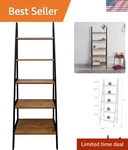 Wood Ladder Bookcase Wall Mount Tall Shelves For Storage And Display. Fixed Price $162.63.