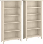 Set Of 2 Bush Furniture Salinas 5-SHELF Bookcases Antique White. Fixed Price $583.99.