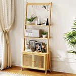 Oakvivo Bookcase Drawers 4-TIER Bamboo Bookshelf Ladder 6 Hooks Tall. Fixed Price $91.11.