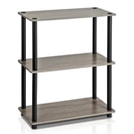 Furinno Turn-n-tube Wood 3-TIER Compact Shelf Display Rack Oak Gray/black. Fixed Price $45.04.