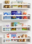 Floating Nursery Shelves Set Of 4 Wall Mount White Wood Forbena Bookshelf. Fixed Price $51.99.