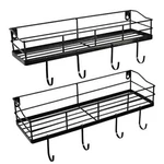 Lyeasw Metal Black Floating Shelves Wall Mounted With 8 Removable Hanging Hooks,. Fixed Price $34.29.