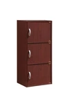 Hodedah 3-SHELF, 3-DOOR Bookcase In Mahogany. Fixed Price $69.77.