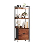 Gianna 4 Tier Bookshelf With Drawer, Tall Narrow Bookcase Storage Organizer. Fixed Price $32.49.