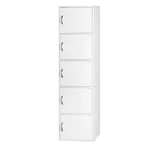 Bookcase 5-SHELF 59 In. Tall White Wooden Particle Board Closed Storage Doors. Fixed Price $102.76.