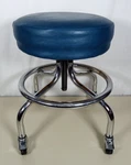 Clinton Industries Chrome Base Stool With Round Foot Ring - Royal Blue. Fixed Price $99.99.