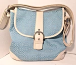 Vintage Coach Soho Light Blue Signature Cc Bag Monogram Large Purse Y2K Buckle. Fixed Price $150.00.
