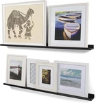 Set Of 2 Black 46-INCH Modern Floating Wall Shelves For Pictures And Frames. Fixed Price $116.99.