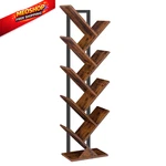 Hoobro Tree Bookshelf, 9-TIER Bookcase 7.9"D X 13.4"W 45.6"H, Rustic Brown. Fixed Price $58.25.