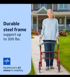 Medline Steel Rollator Walker 8 Inch Wheels, Folding Rolling 300 Lbs, Red. Fixed Price $54.95.