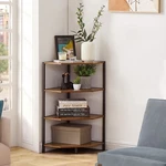 Vecelo 4TIER Corner Shelf Freestand Metal Frame Display Wood Storage. Fixed Price $68.99.