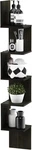 Rossi Wall Mount Floating Corner Shelf, 5-TIER Square Espresso. Fixed Price $37.95.