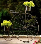 Old-fashioned High Wheeled Bicycle Plant Stand * Iron W/ 2 Buckets Nib. Fixed Price $69.89.