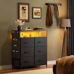 Dresser With Led Light, Fabric Chest Of Drawers Shelf & Side Pocket, Black. Fixed Price $79.98.