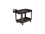 Rubbermaid 452088BK Heavy-duty Utility Cart, Two-shelf, 25-1/4W X 44D 39H, Bla. Fixed Price $303.99.