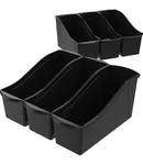 Storex Large Book Bin Interlocking Plastic Organizer Black Pack 6 Office Home. Fixed Price $21.99.