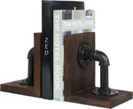 Mygift 2 Piece Set Dark Brown Rustic Wood And Industrial Pipe Desktop Bookends. Fixed Price $29.95.