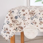 Mysky Home Rustic Tablecloth Classic Brown Leaves Printed Linen Fabric. Fixed Price $56.88.