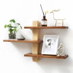 Grid Forte Wood 3 Tier Floating Shelf, Large Minimalist Wall Shelves, Mid Cen.... Fixed Price $43.99.