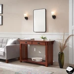 Leick Furniture Wood Mission Console Table With Drawers And Shelf In Oak. Fixed Price $367.10.