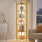 Hzuaneri Corner With Led Lighting, 6-TIER Glass Bookshelf, Steel Frame,.... Fixed Price $96.52.