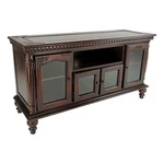 Benjara Tv Stand With 4 Glass Doors Turnip Feet- Brown. Fixed Price $1008.99.