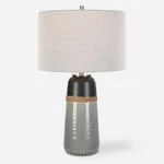 Uttermost Coen Table Lamp 30219-1 Ceramic Gray Black Glaze Nickel Linen Shade. Fixed Price $273.60.