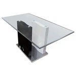 Best Master Marilyn Poplar Wood Glass Top Rectangular Dining Table - Black/white. Fixed Price $517.99.