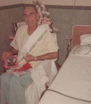 1960S Old Man Hospital Portrait Gift Sash Chair Flowers Bed Elderly Patient. Fixed Price $6.95.