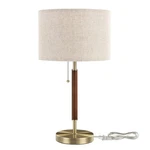 Table Lamp Mid Century With Pull Chain Switch Solid Wood & Metal Pole Frosted. Fixed Price $67.24.